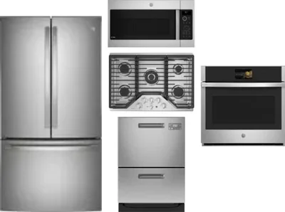 5 Piece Package Includes Refrigerator, Cooktop, Wall Oven, Microwave And Dishwasher